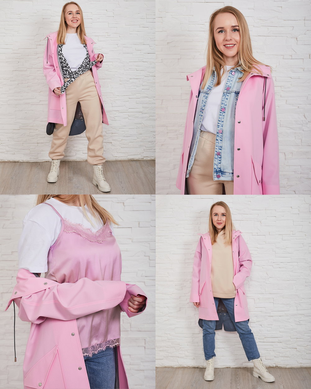 spring capsule with a cute pink raincoat