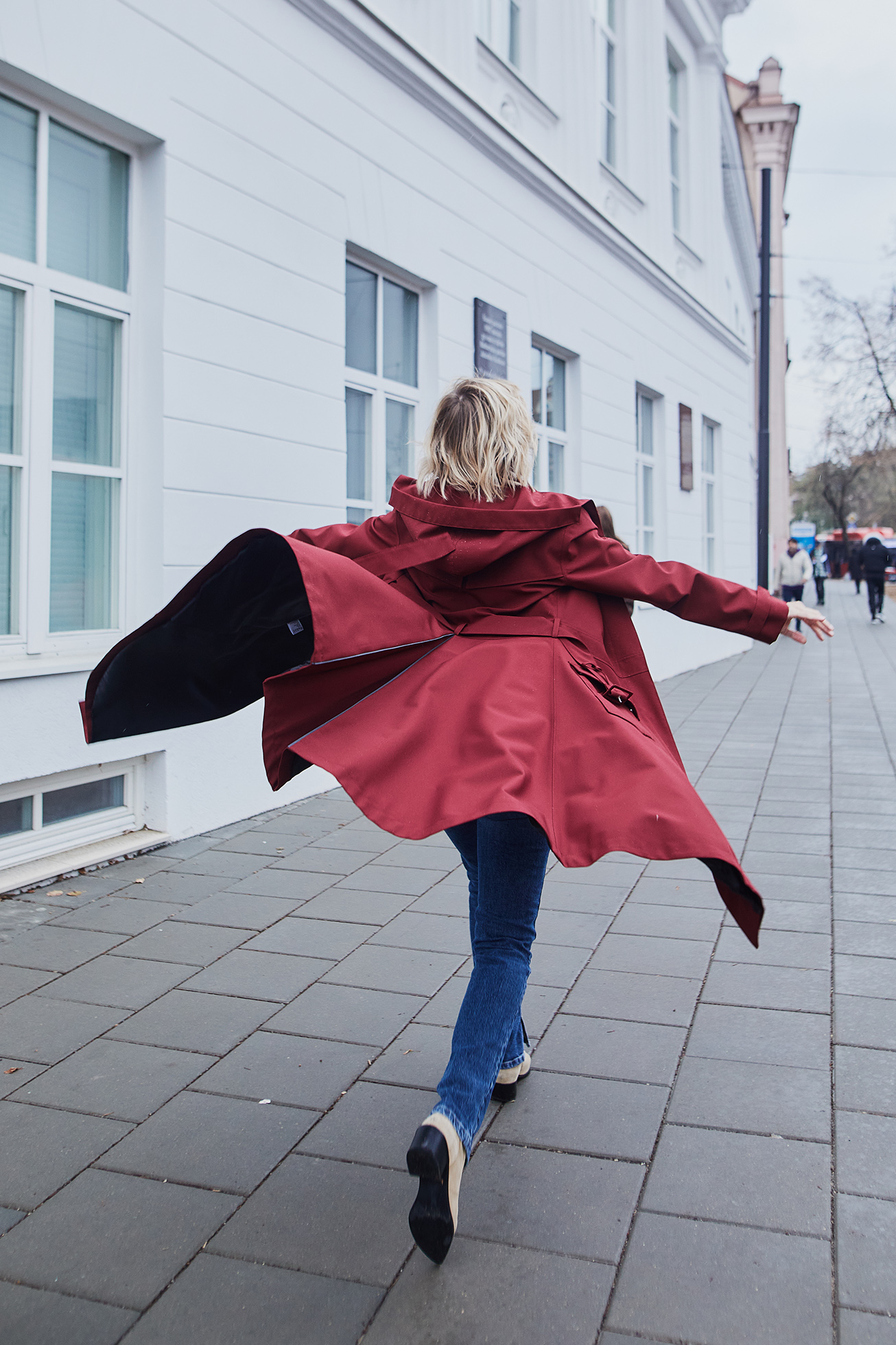 burgundy coat