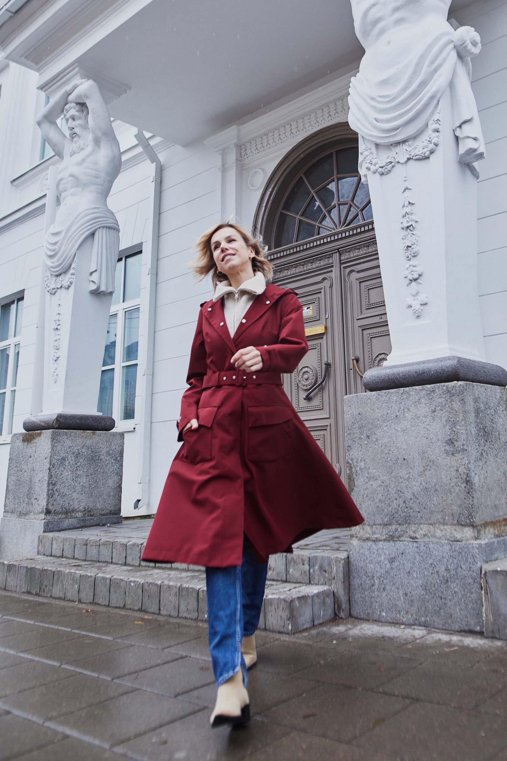 burgundy rain jacket